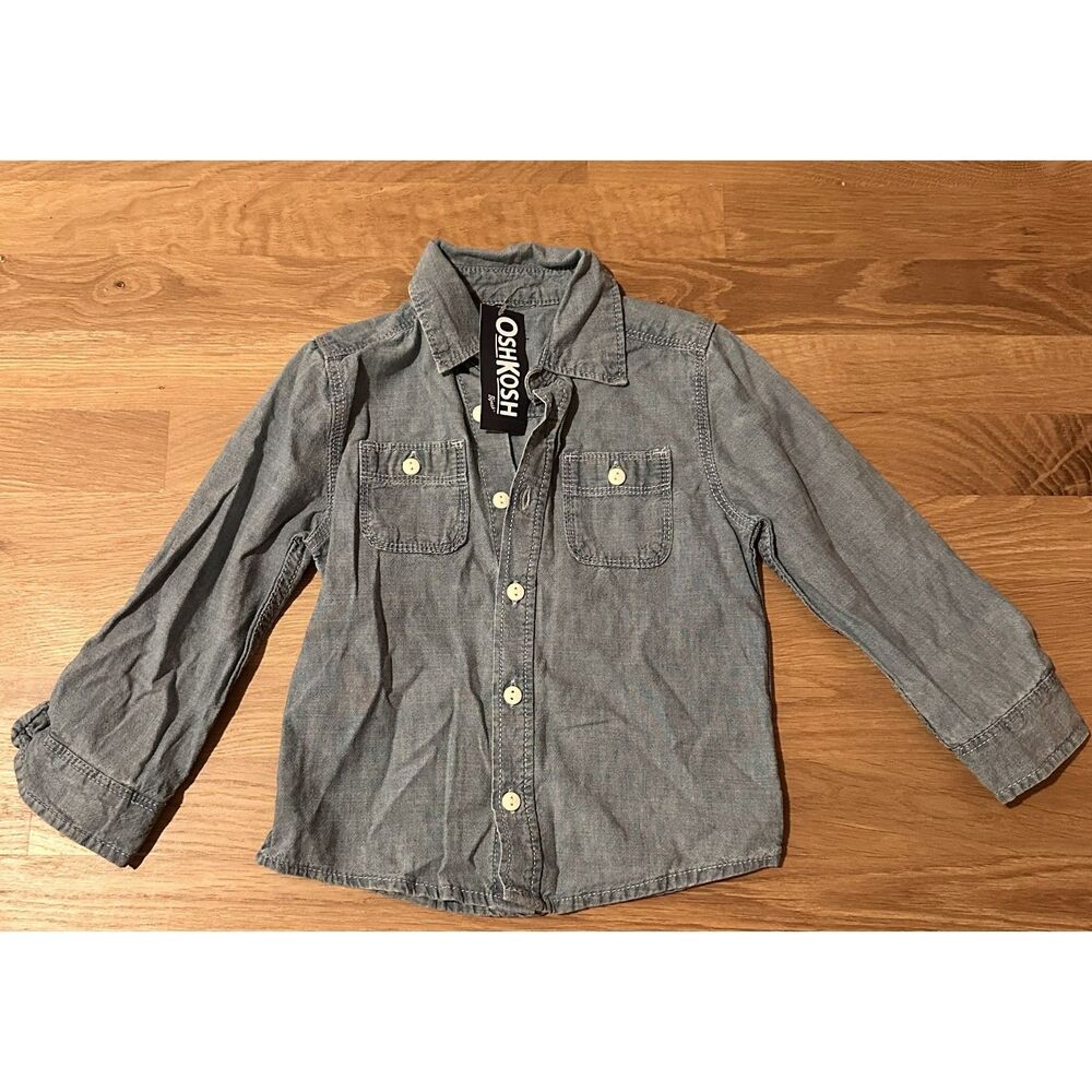 Lot of 2 Toddler Boy Button Down Shirts 3T OshKosh Denim & US Polo